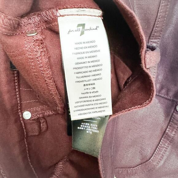 7 For All Mankind Red/Burgundy Straight Leg Skinny Denim Jeans Size 28 - Picture 6 of 8